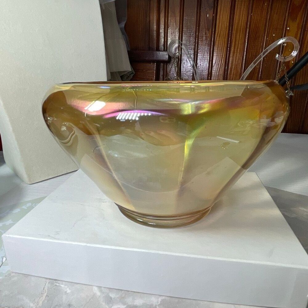 VTG Imperial “ Wide Panel” Marigold carnival glass bowl.
